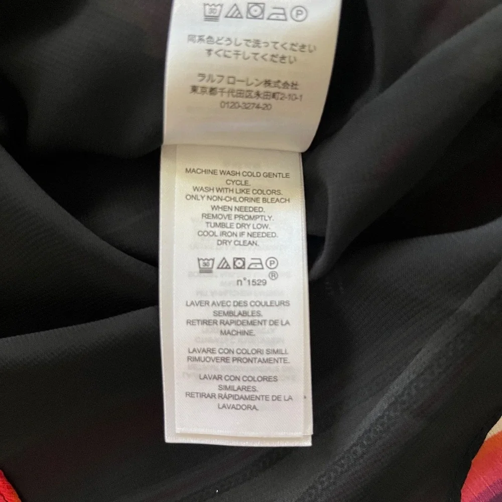 LAUREN RALPH LAUREN Summer Top Blouse Womens M - Colorful Flutter - Picture 10 of 10